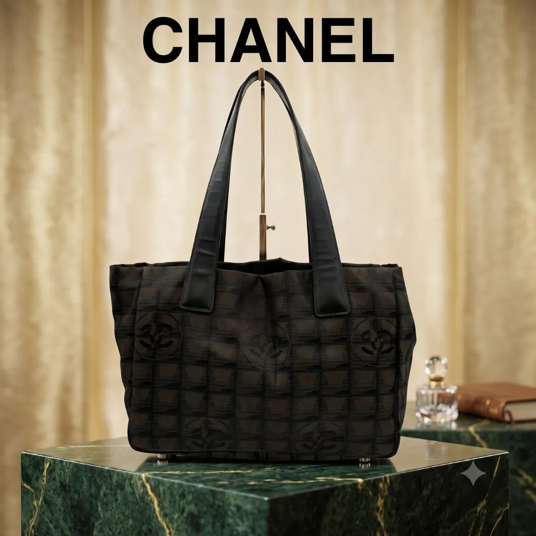 CHANEL シャネル ニュートラベルライン トートバッグ MM ダークブラウン ココマーク 13,860円