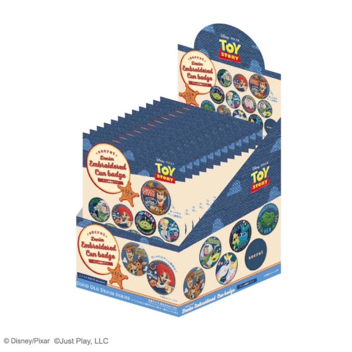 ディズニー ピクサー トイストーリー デニム刺繍缶バッジ 全12種類 コンプリートBOX