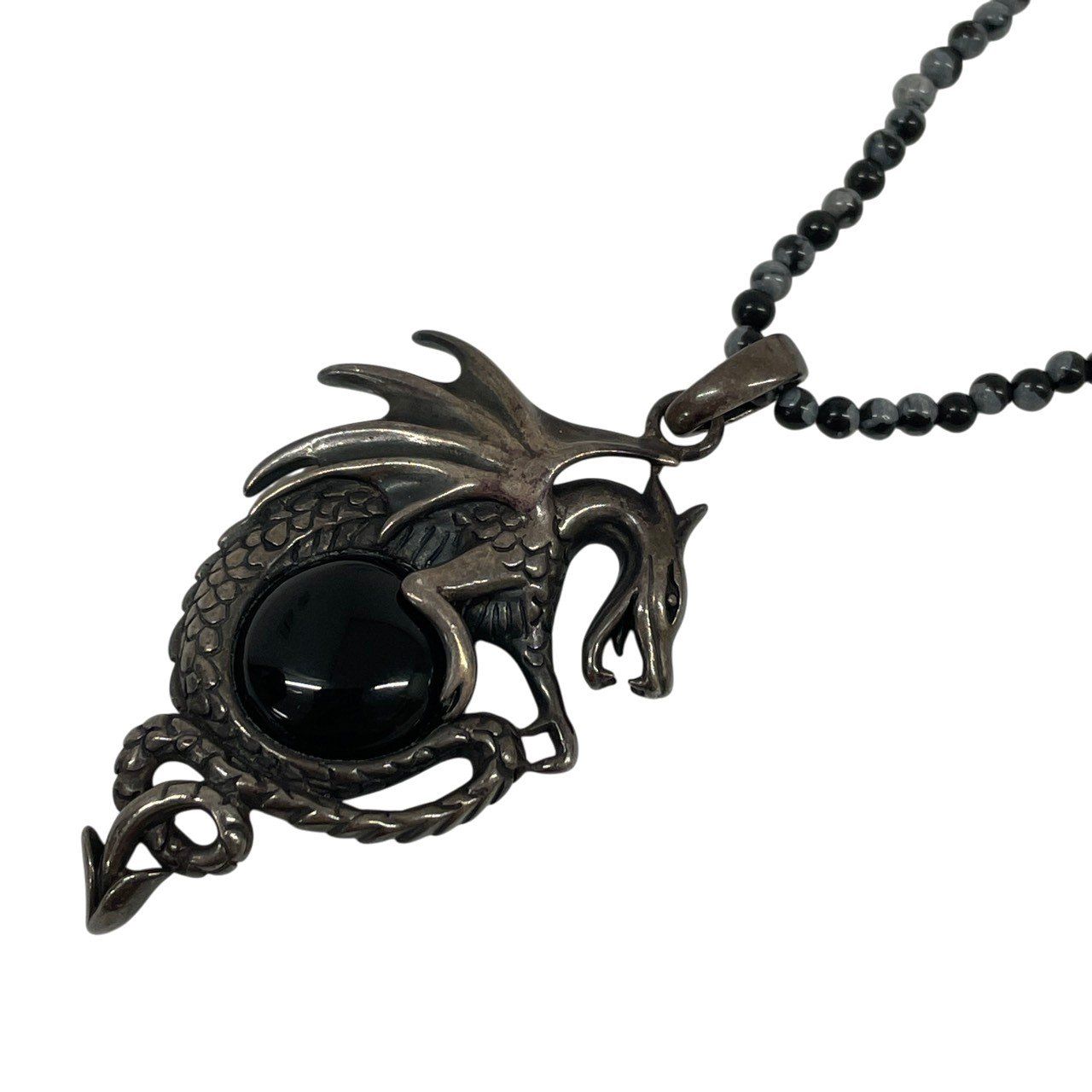 SWC/シルバー925/ドラゴン/翼竜/オニキス/ビーズチェーン/ネックレス/ブラック系/メンズ/RS2503 6,951円