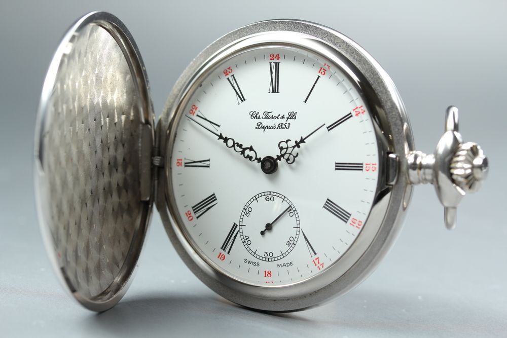 【稼働品】 TISSOT サボネット T83.6.401.13 ホワイト シルバー 純正ブレス 手巻き メンズ 懐中時計 #17710