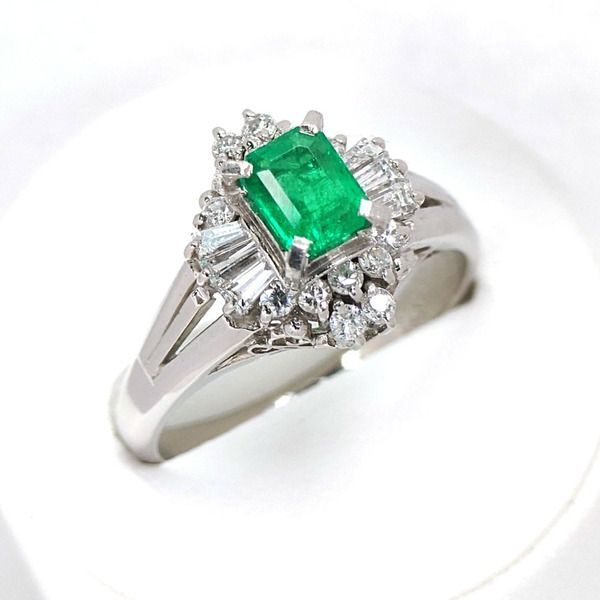 エメラルド リング Pt900 エメラルド 0.48ct、ダイヤモンド 0.4ct ヴィンテージ ジュエリー プラチナ900 86,515円
