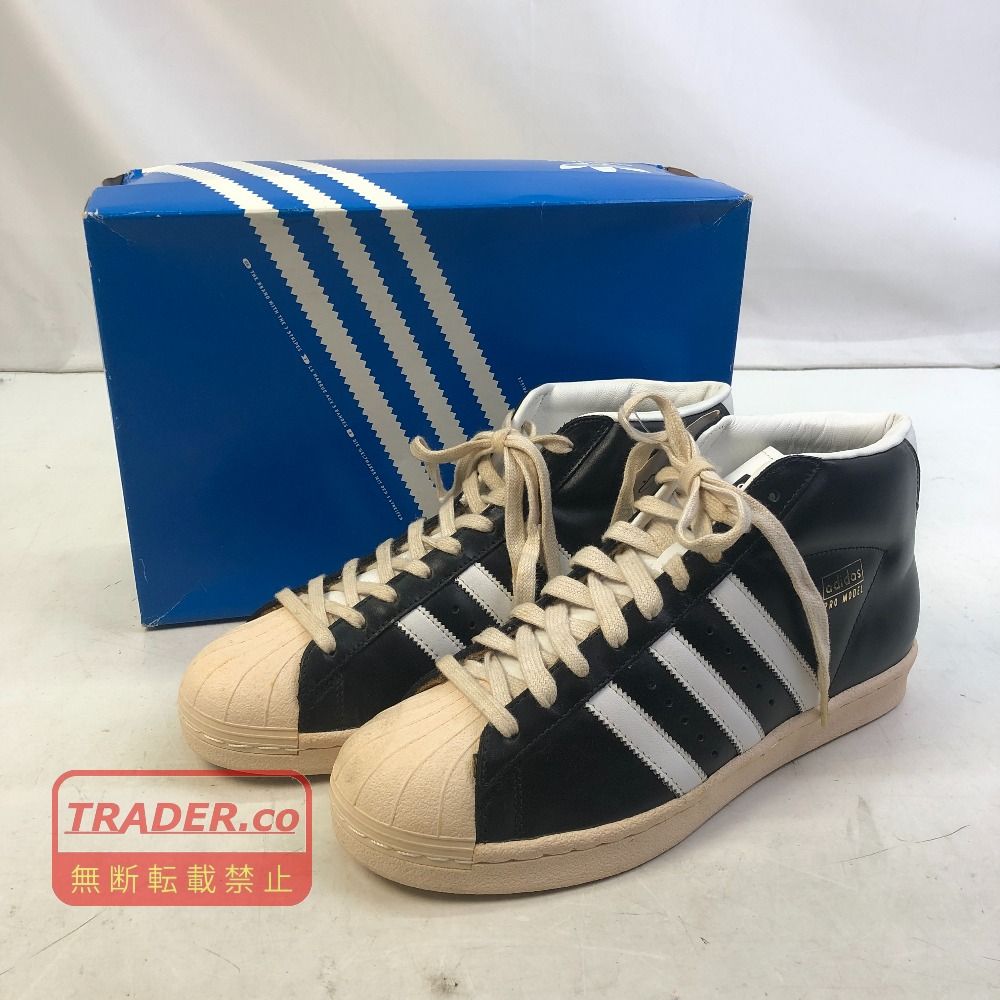01w-7108 アディダス adidas 27.5cm US9.5 UK9 115946 PRO MODEL 1970 ヴィンテージ スーパースター ブラック 黒 プロモデル 靴 【中古品】