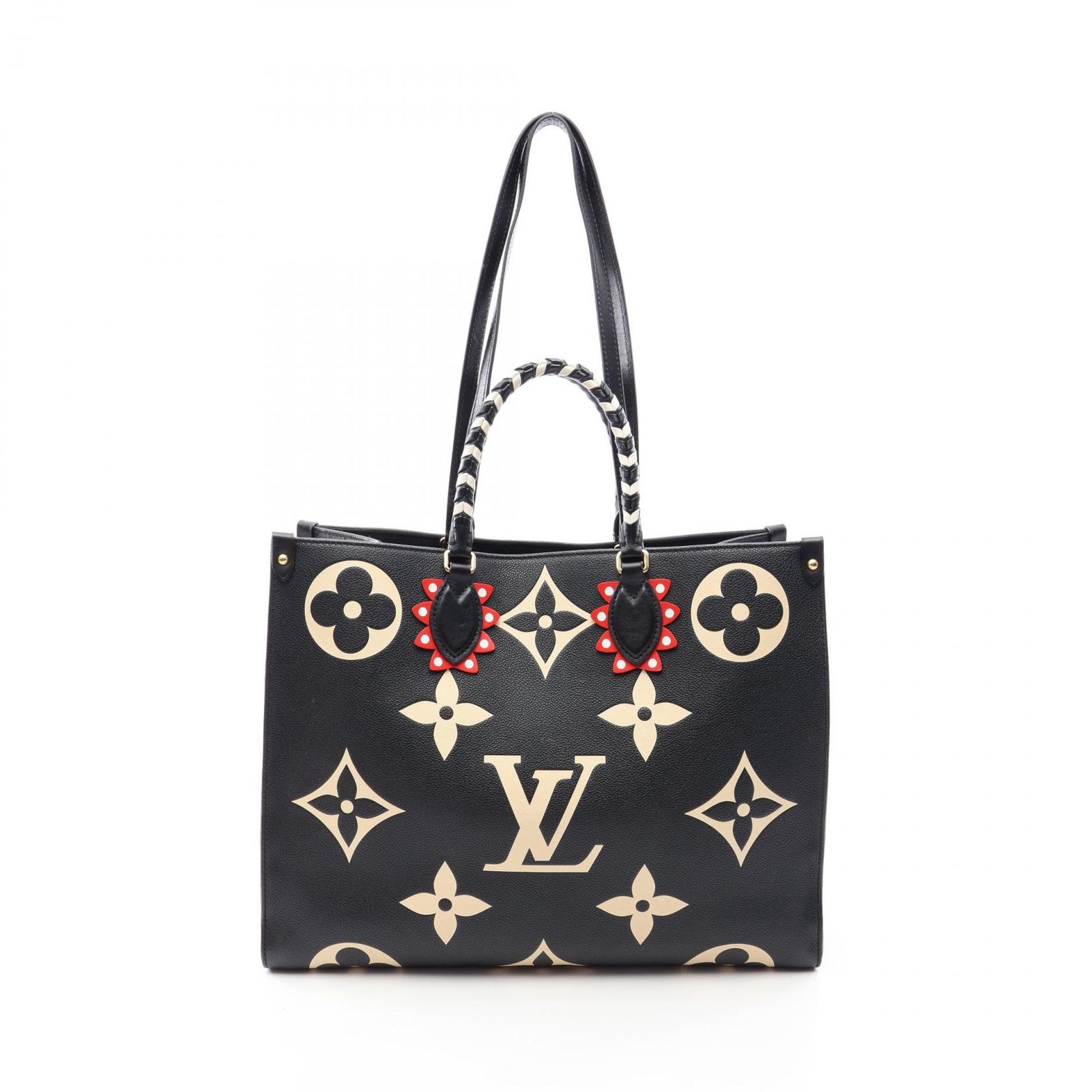 ルイ・ヴィトン LOUIS VUITTON トートバッグ オンザゴー GM モノグラムアンプラント LVクラフティ 2WAY M45373 ブラック/ベージュ レザー オンザゴーGM レディース Used B
