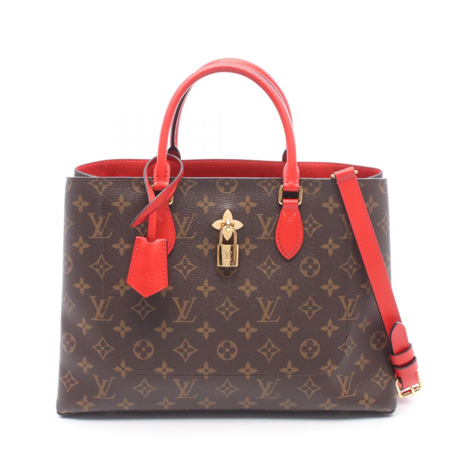 ルイ・ヴィトン LOUIS VUITTON トートバッグ フラワー トート 2WAY M43553 コクリコ PVCコーティングキャンバス レザー フラワー・トート レディース Used A