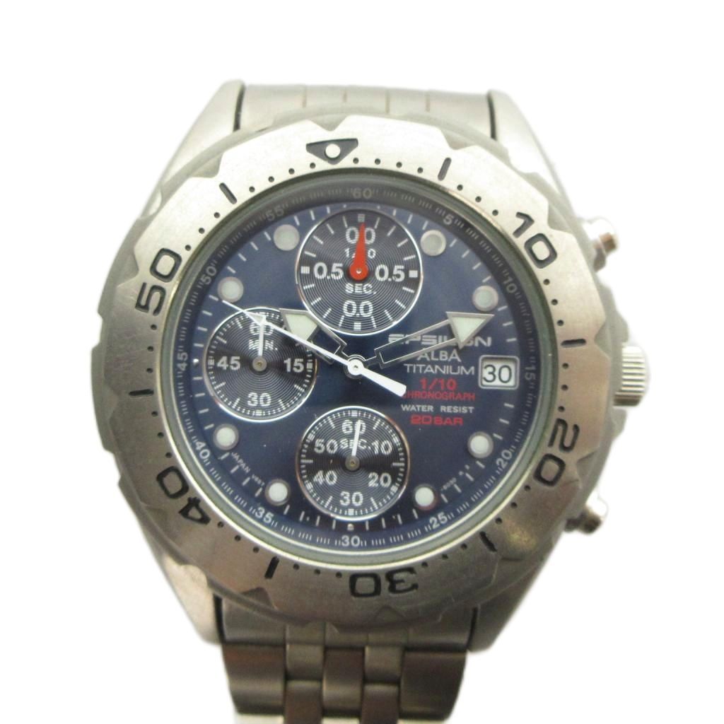セイコー SEIKO V657-6020 アルバ EPSILON イプシロン 腕時計 ウォッチ クォーツ クロノグラフ カレンダー付き シルバー色 /MQ 6,942円