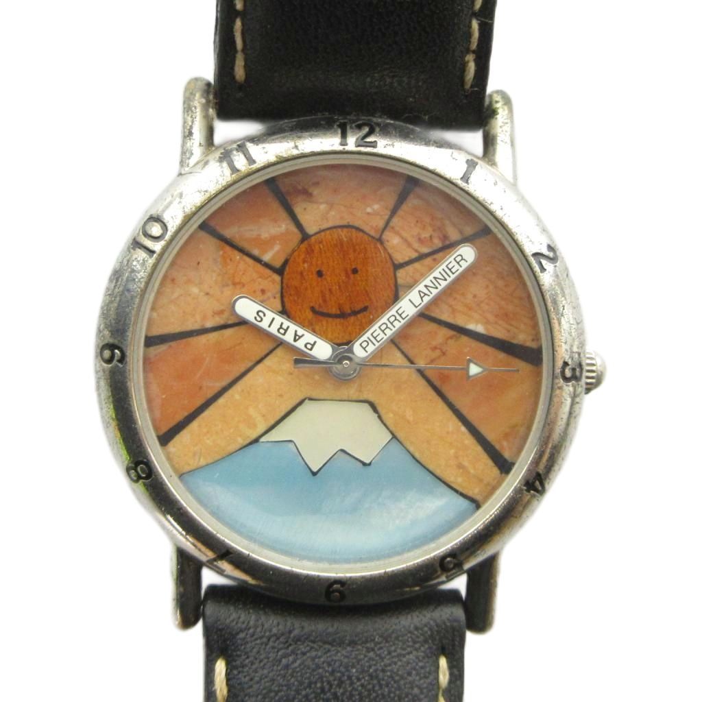 ピエールラニエ 富士山 Mt.FUJI 999本限定 さくらももこコラボ 腕時計 ウォッチ クォーツ レザーベルト シルバー色 /MQ