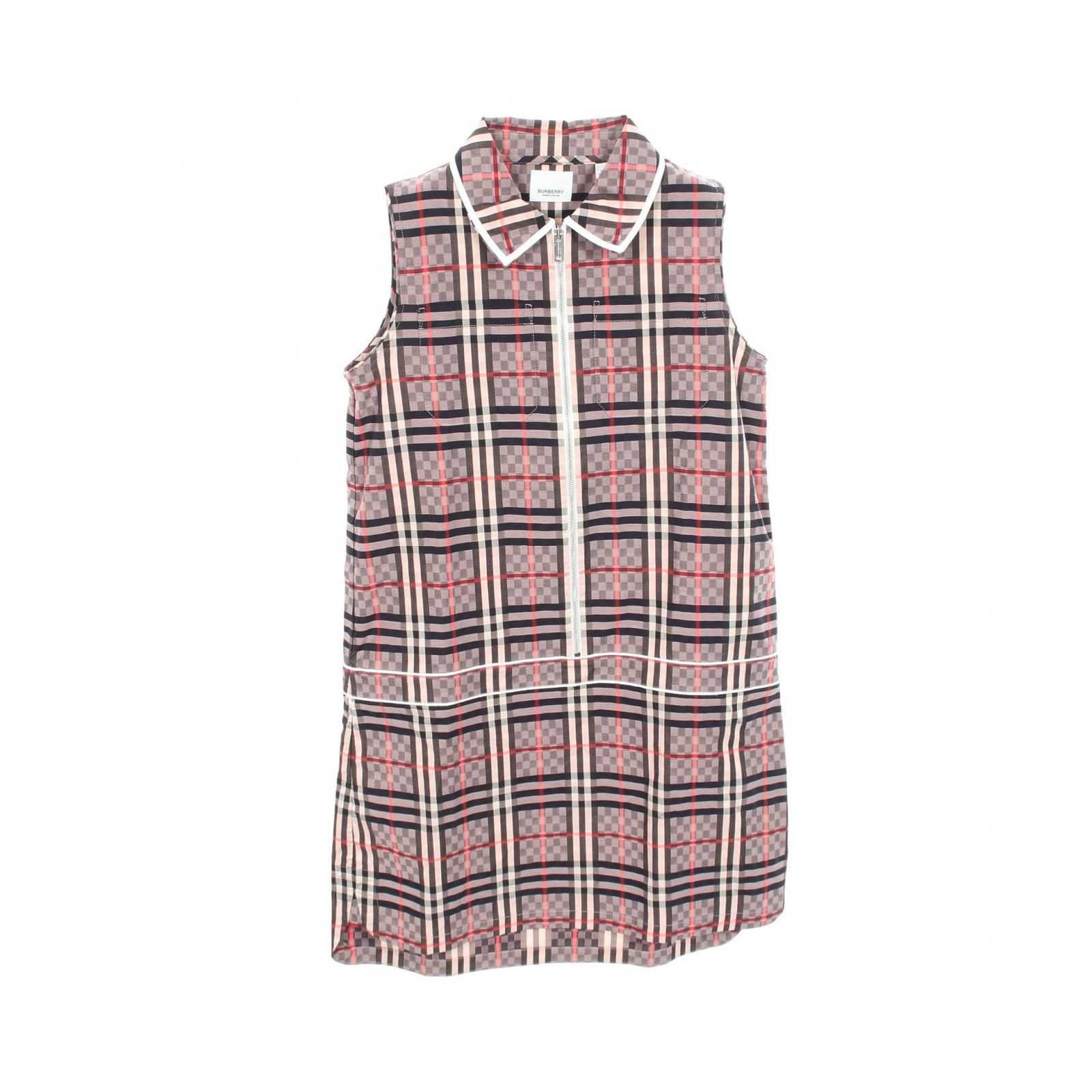 バーバリー BURBERRY ワンピース チェック ノースリーブ コットン ジップ ノースリーブ ワンピース レディース Used A