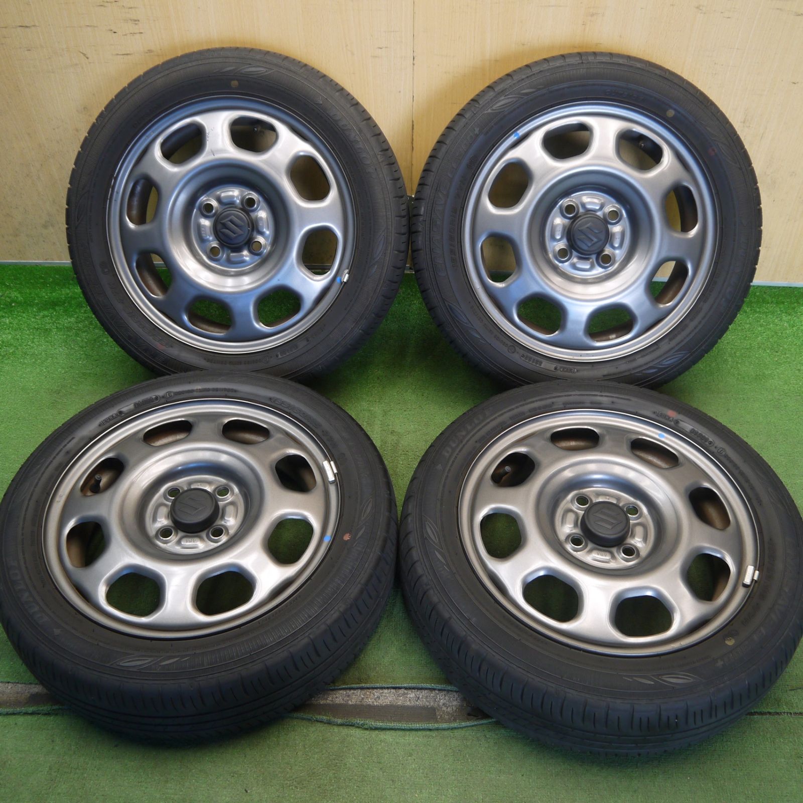 4本価格！22年◎スズキ ハスラー 純正 スチール 165/60R15 ダンロップ エナセーブ EC300+ 15インチ PCD100/4H◎6073103Hノ