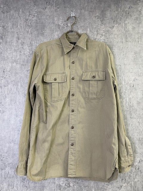 【中古】RRL ダブルアールエル ワーク シャツ ヘリンボーン DOUBLE RL RALPH LAUREN ラルフローレン ブラウン S 33976544