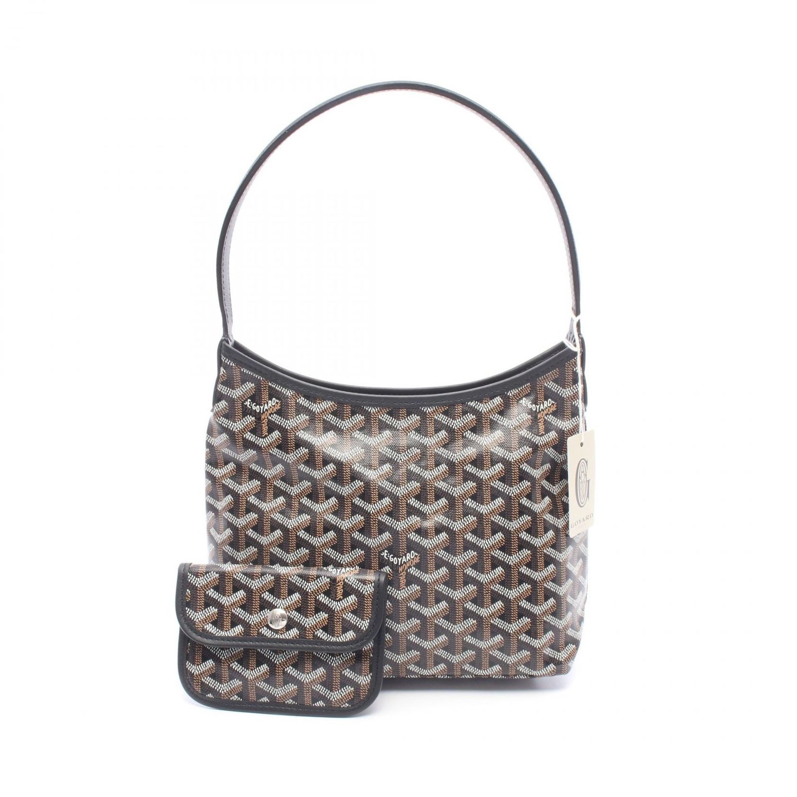 ゴヤール GOYARD ハンドバッグ ボエム ミニ ホーボーバッグ ブラック/ホワイト/ブラウン PVCコーティングキャンバス レザー ボエム ホーボー ミニバッグ レディース 236,900円