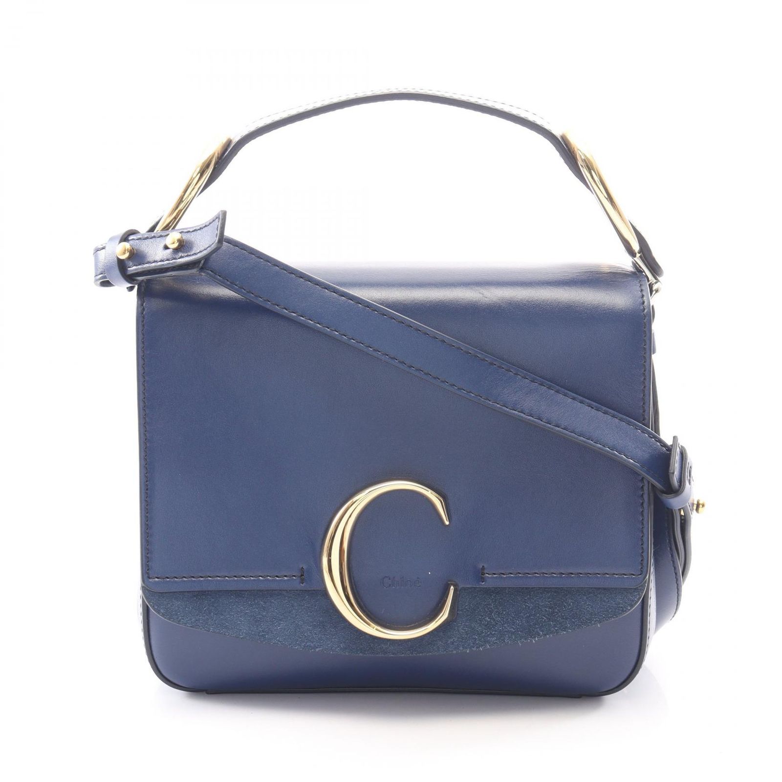 クロエ Chloe ハンドバッグ クロエC 2WAY ブルー レザー スウェード Chloe C スモールバッグ レディース Used B
