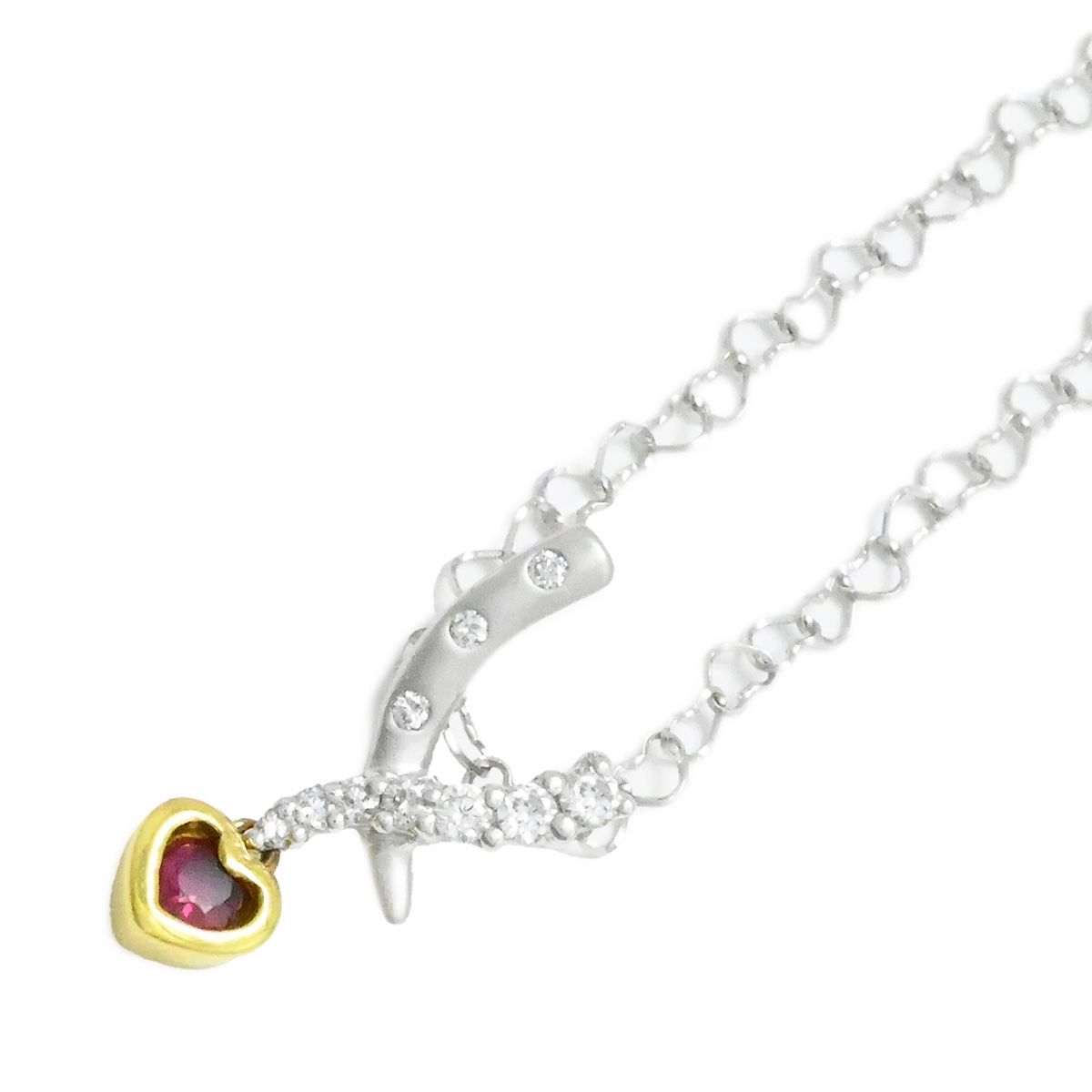 カラッチ KARATI K18WG ホワイトゴールド ハートルビー0.10ct ダイヤ0.10ct ネックレス レディース ペンダント
