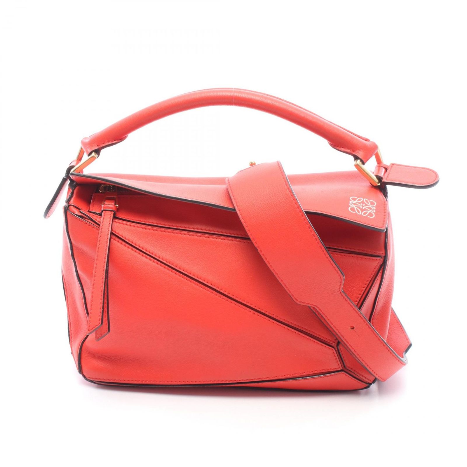 ロエベ LOEWE ハンドバッグ PUZZLE BAG SMALL パズルバッグ スモール 2WAY レッド レザー パズルバッグ スモール レディース Used B