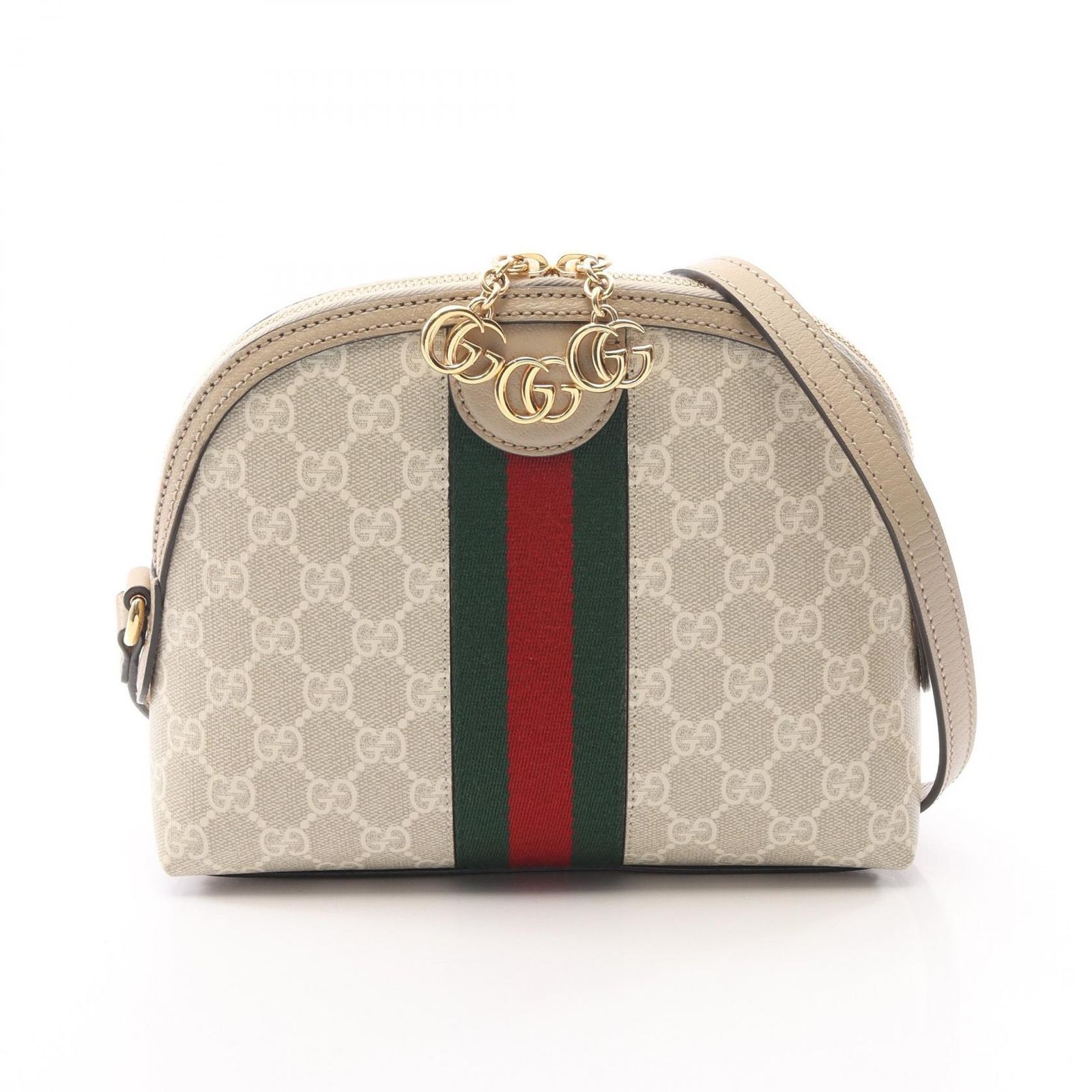 グッチ GUCCI ショルダーバッグ オフィディア GGスプリーム 499621 アイボリー/ベージュ/グリーン PVCコーティングキャンバス レザー オフィディア GG ショルダーバッグ
