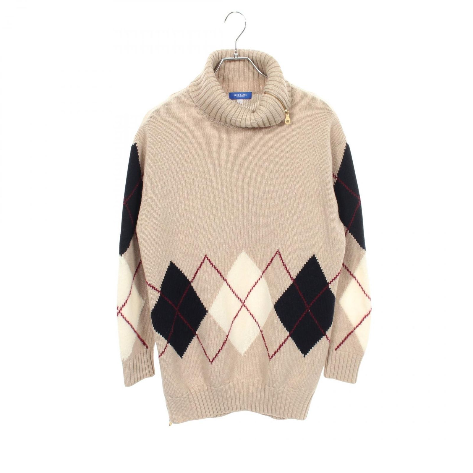 ブルーレーベル・クレストブリッジ BLUE LABEL CRESTBRIDGE ニット アーガイル柄 ハイネック ウール ニット レディース Used A
