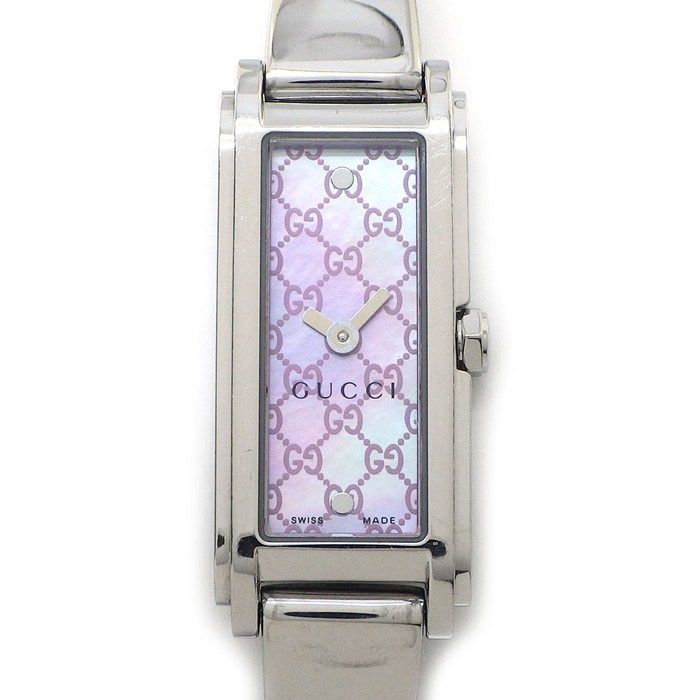 グッチ GUCCI 腕時計 ブレスウォッチ 109 バングル ホースビット レクタンギュラー GGロゴ ピンクシェル文字盤 SS クオーツアナログ 【中古】