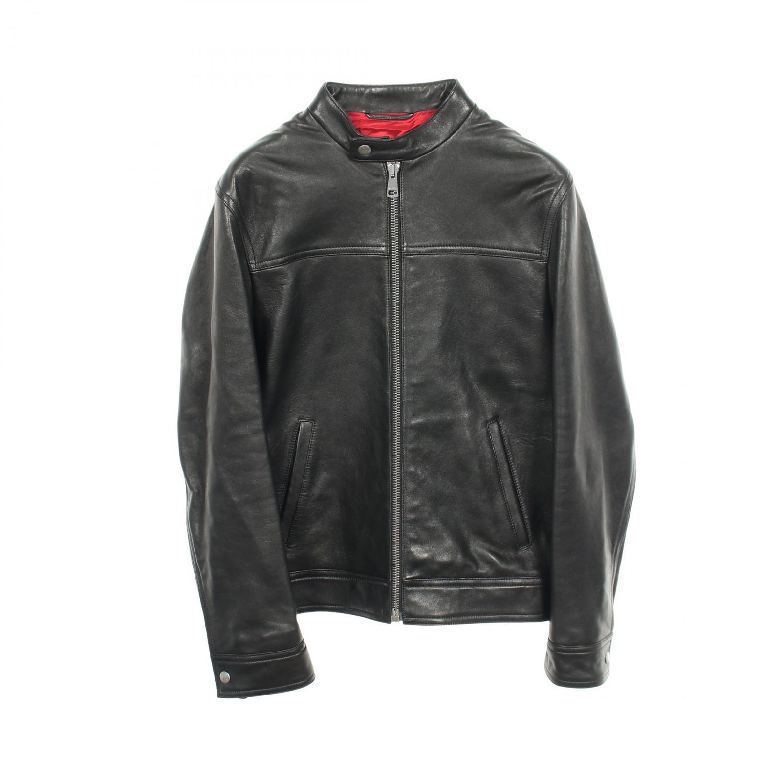 グッチ GUCCI ライダースジャケット シングル ブラック レザー レザージャケット メンズ Used A