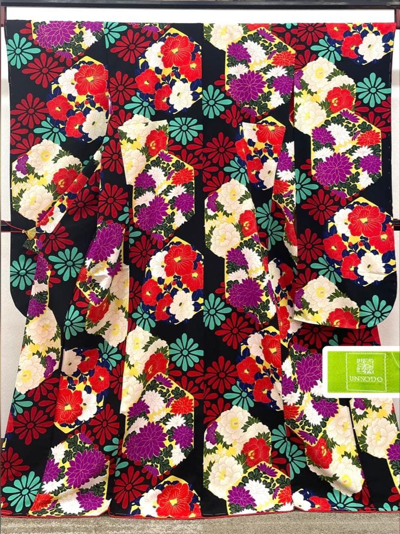 芸艸堂 ポリエステル小紋振袖 金彩 花々 身丈168cm MOP645 24,850円