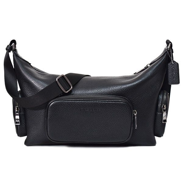 コーチ メンズ バッグ COACH レザー ロゴ フィン ポケット クロスボディ 斜め掛け ショルダーバッグ ブラック CCG15