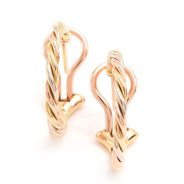 カルティエ ピアス レディース トリニティ ツイスト フープ ゴールド Cartier 750YG×WG×PG 中古 152,900円