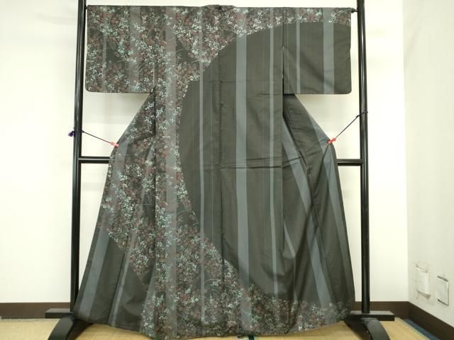 平和屋着物●本場縞大島紬　訪問着　草花　正絹　逸品　DABI5612op 28,860円