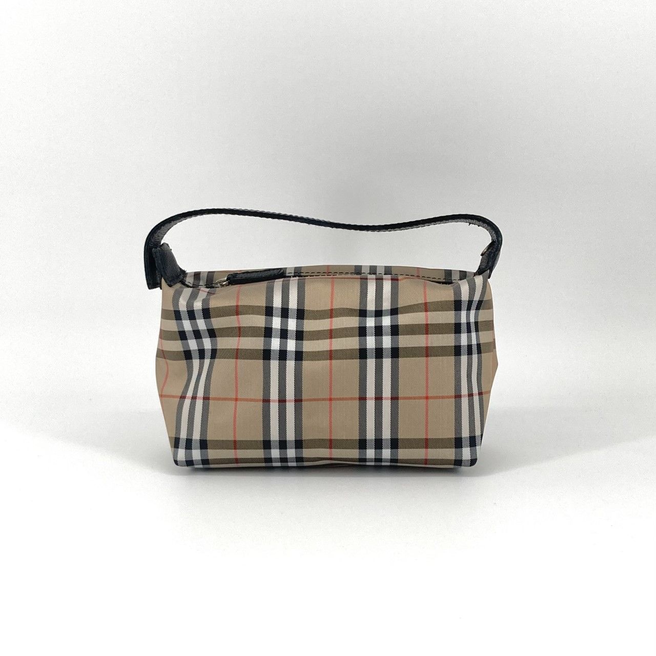 BURBERRY（バーバリー） ノバチェック バニティポーチ ナイロン レザーハンドル ハンドバッグ ベージュ