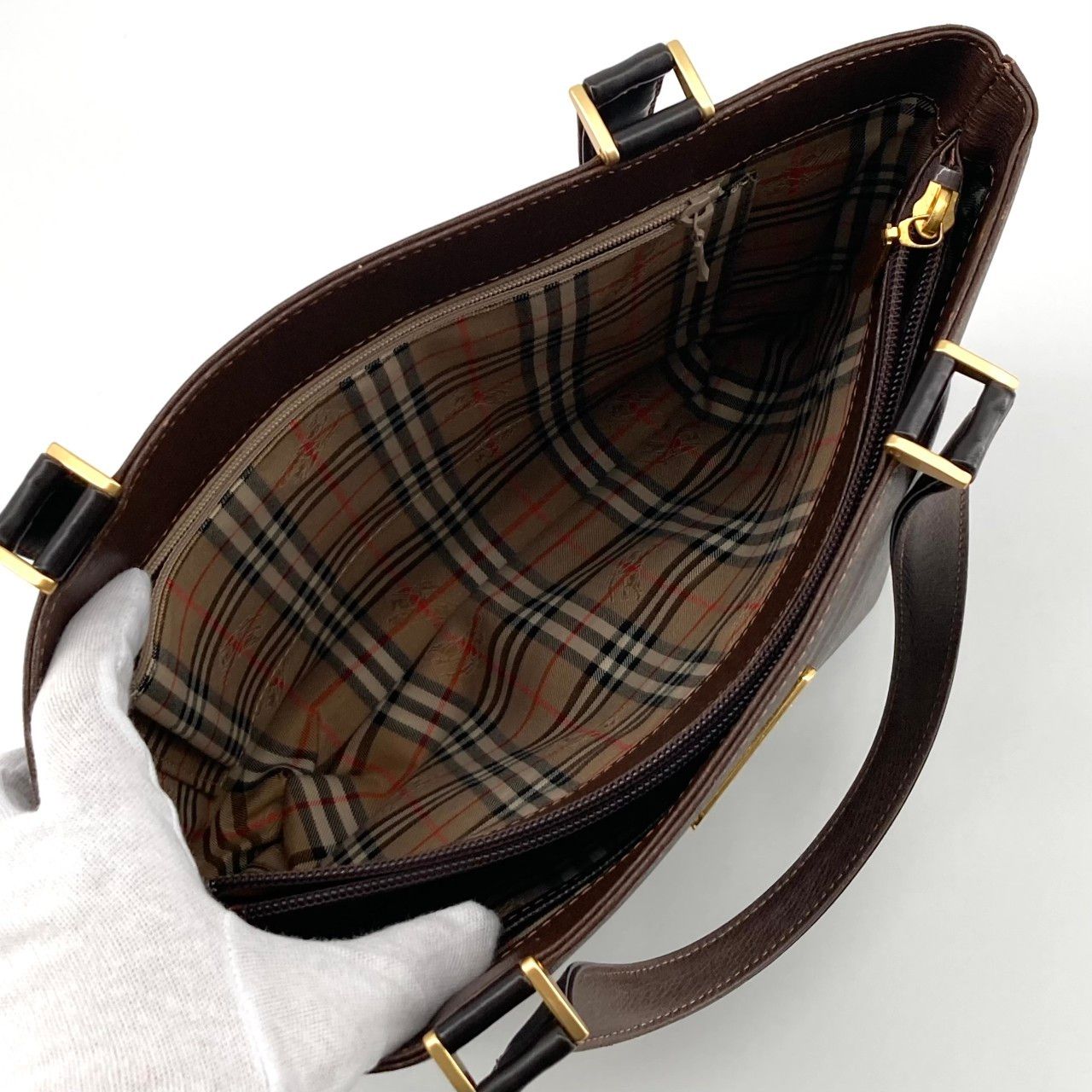 BURBERRY（バーバリー） ヴィンテージミニ ゴールド金具 トートバッグ ブラウン