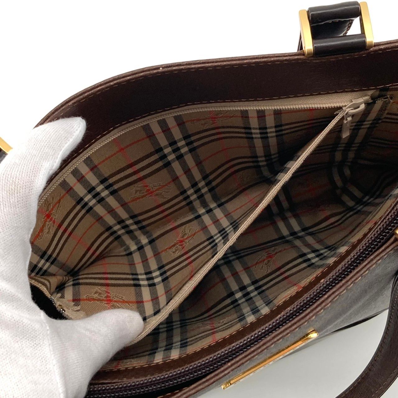 BURBERRY（バーバリー） ヴィンテージミニ ゴールド金具 トートバッグ ブラウン