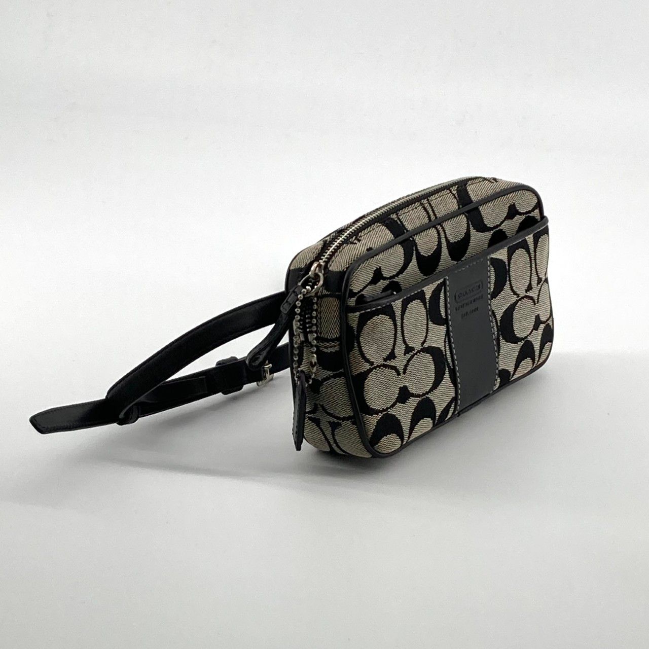 COACH（コーチ） シグネチャー レザー 2way ボディバッグ 3622 ウエストバッグ ブラック×ベージュ