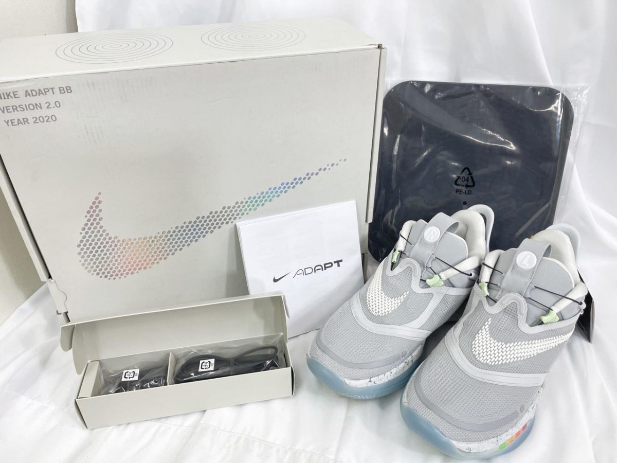 美品 NIKE ナイキ Nike Adapt BB 2.0 Nike Mag ナイキ アダプト BB 2.0 マグ BQ5397-003 スニーカー size26.5/ライトグレー ■■◎メンズ