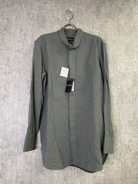 【中古】EMPORIO ARMANI ｴﾝﾎﾟﾘｵｱﾙﾏｰﾆ ｼｬﾂ 比翼 長袖 ﾊﾞﾝﾄﾞｶﾗｰ ｶｰｷ 46 33977152
