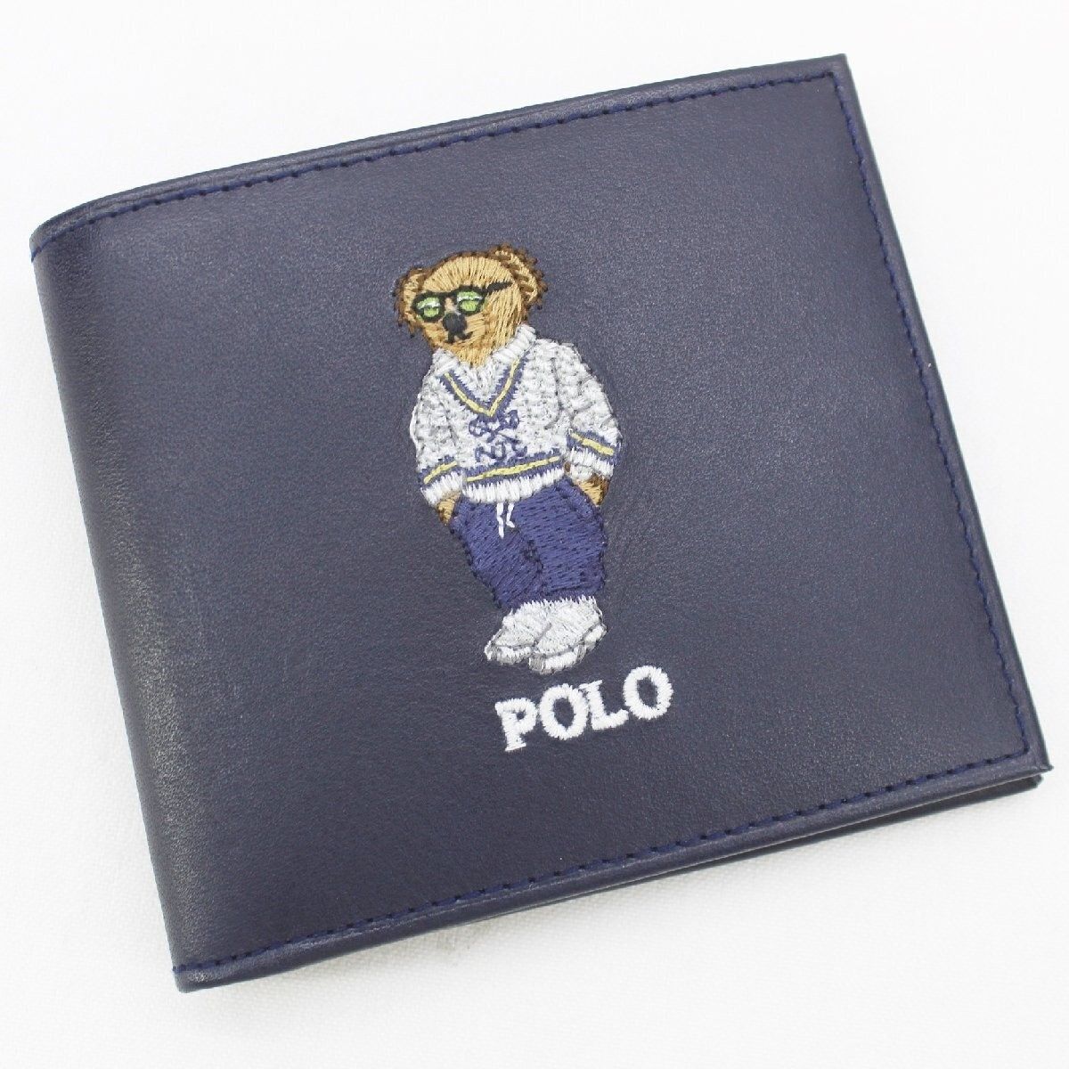 POLO RALPH LAUREN ラルフローレン Polo ベア ビルフォールド ウォレット レザー 美品_254 11,470円
