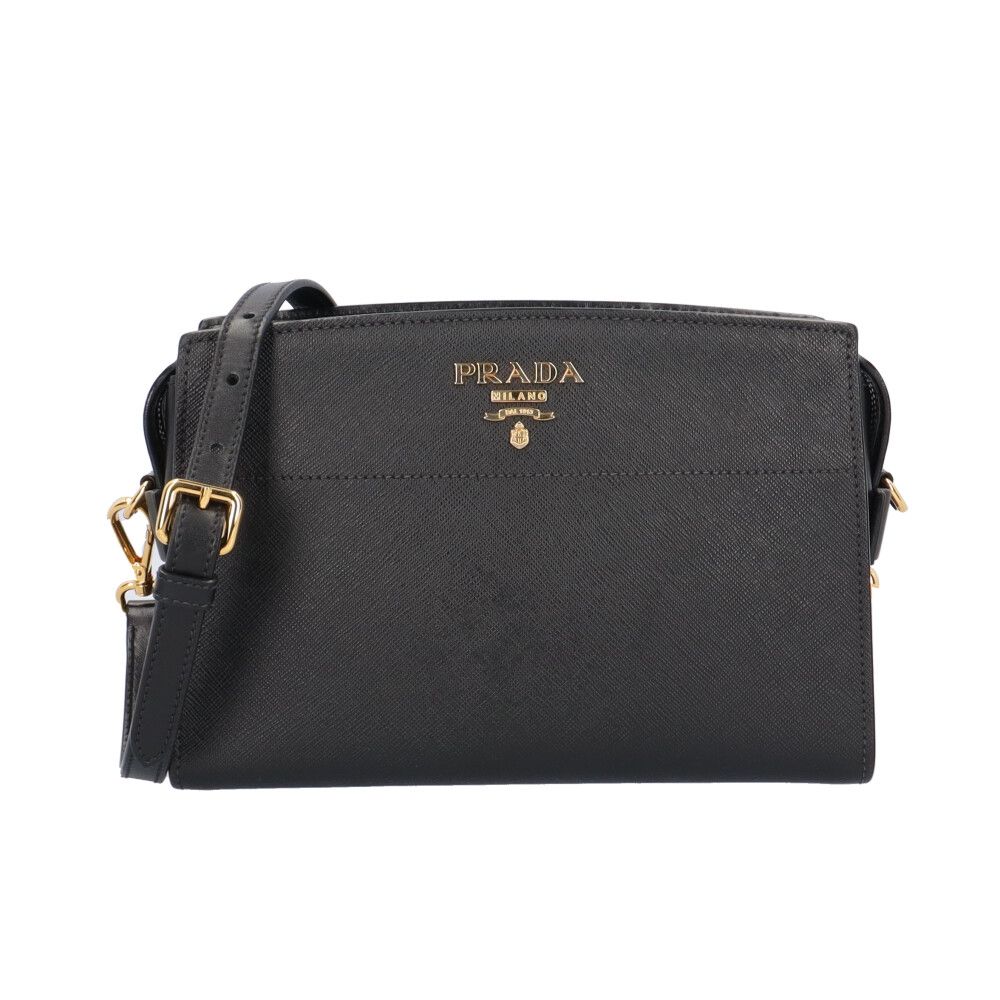プラダ サフィアーノ ショルダーバッグ レザー 1BH104 ブラック レディース PRADA 中古 プラダ