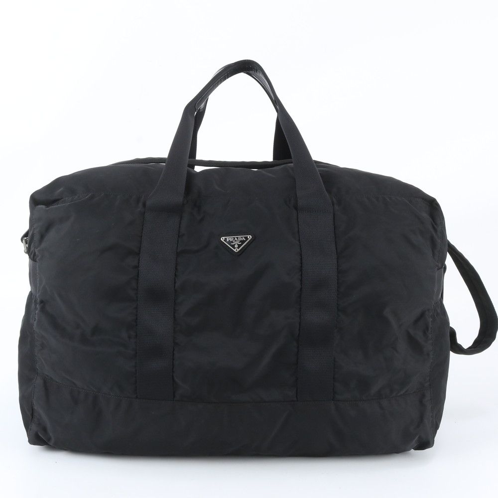 美品 プラダ テスート ナイロン トライアングルロゴ 2WAY ボストン バッグ 斜め掛け 出張 旅行 ショルダー メンズ WIM EL49-1【中古】