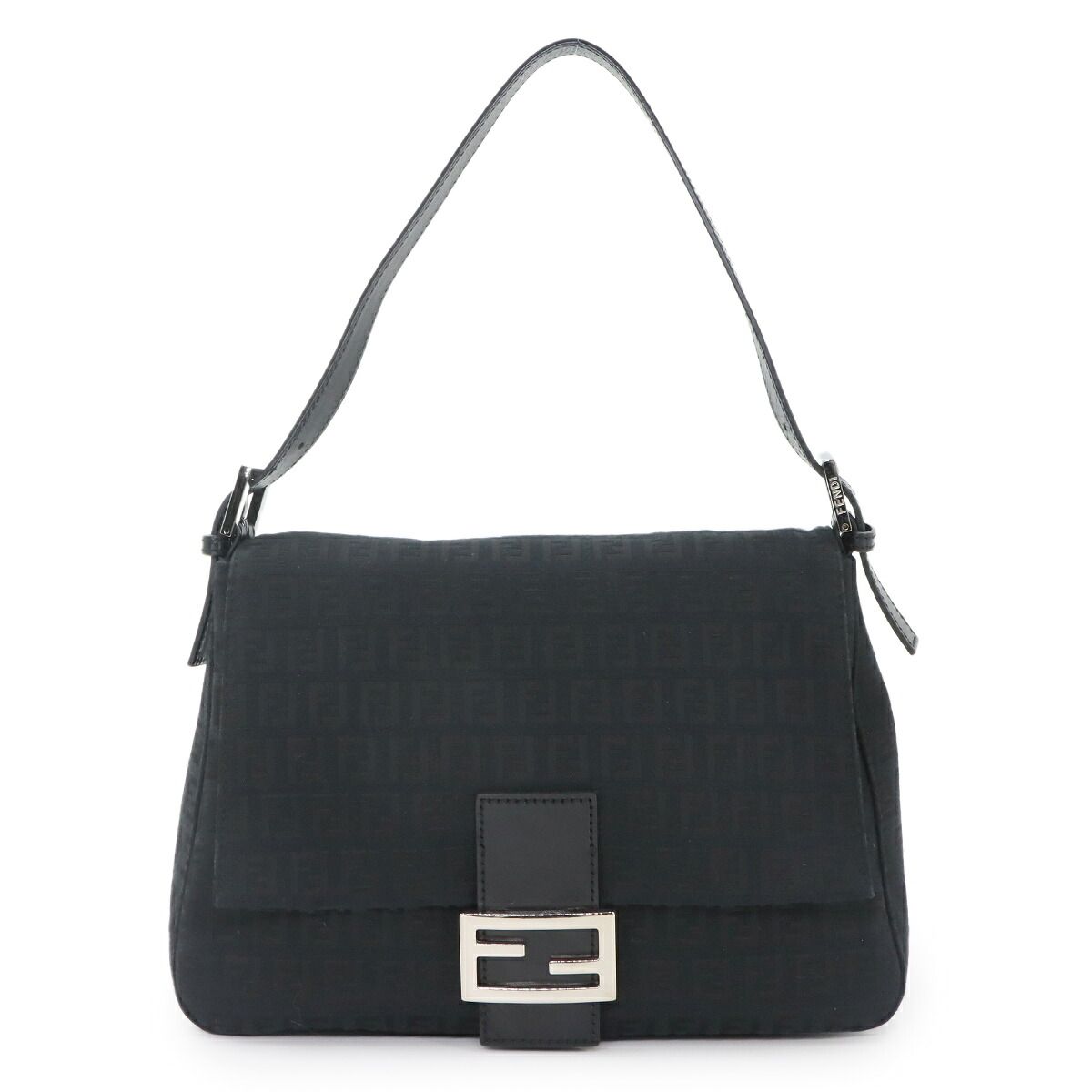 新品同様 フェンディ FENDI ズッキーノ マンマバケット ショルダー バッグ キャンバス ブラック 8BR001 シルバー 金具 90333811 108,900円