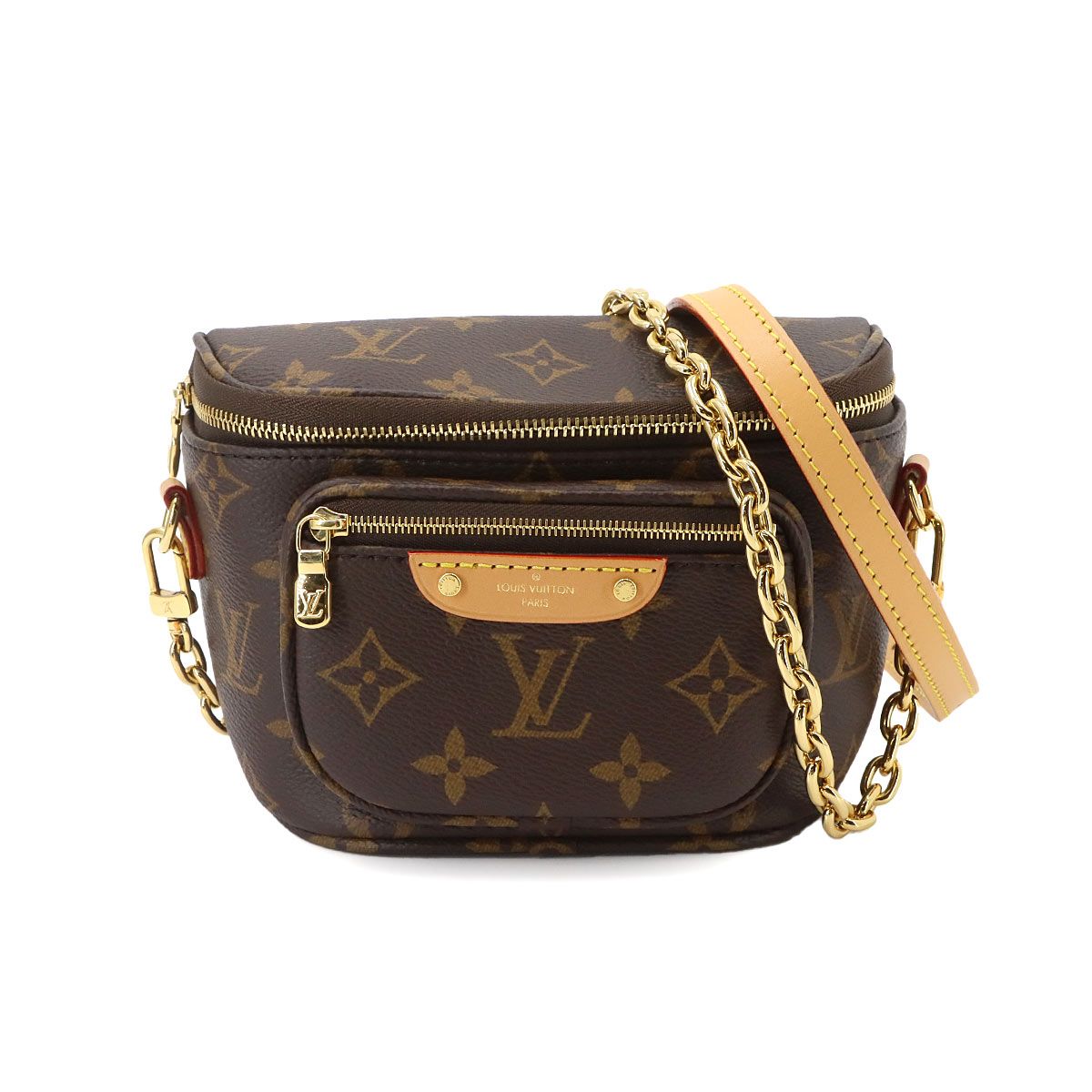 新品同様 ルイ ヴィトン LOUIS VUITTON モノグラム ミニ バムバック 2way ハンド ショルダー バッグ ブラウン M82335 90335270