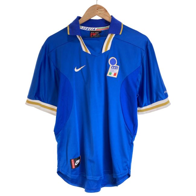 【中古】　NIKE　サッカーシャツ　90s vintage　90年代　OLD　半袖　トップス　イタリア代表　ワッペン　スポーツ　古着　/1191