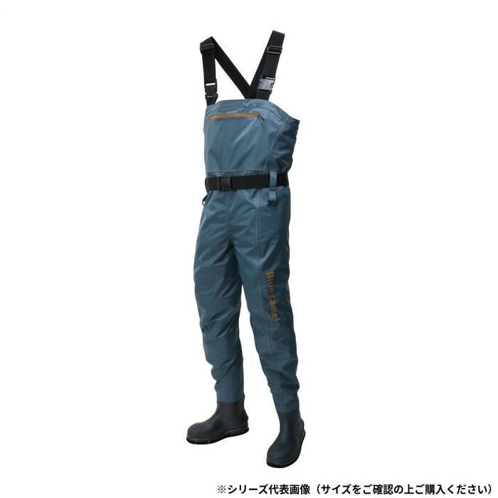 簡易止水ファスナー付き胸ポケットで小物を携行 阪神素地 Blue camel BC-101 チェストハイウェーダー フェルト底 4L グレー
