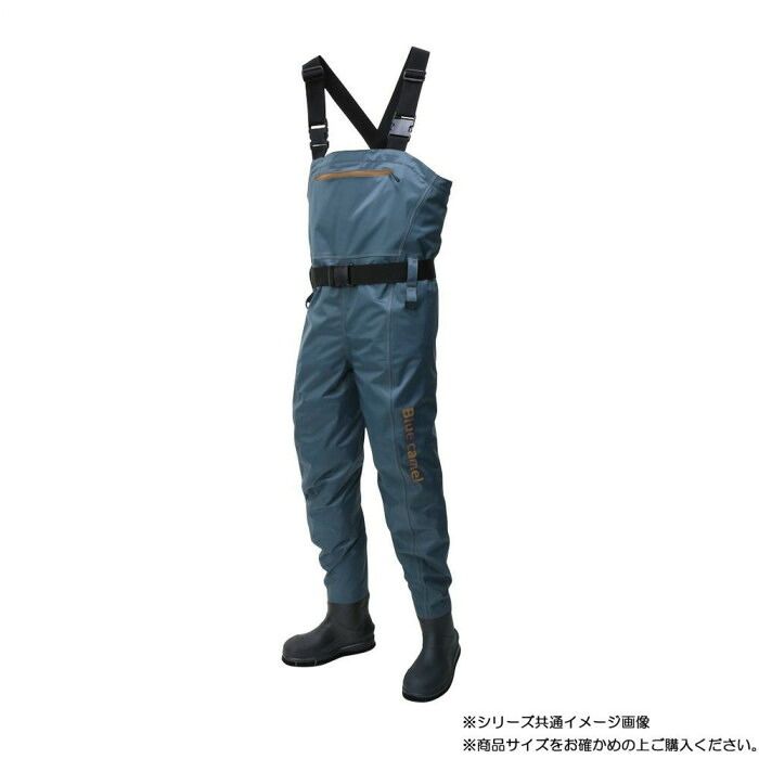 フェルトスパイクでぬめった岩場も踏ん張れる 阪神素地 Blue camel BC-121 チェストハイウェーダー 3L グレー