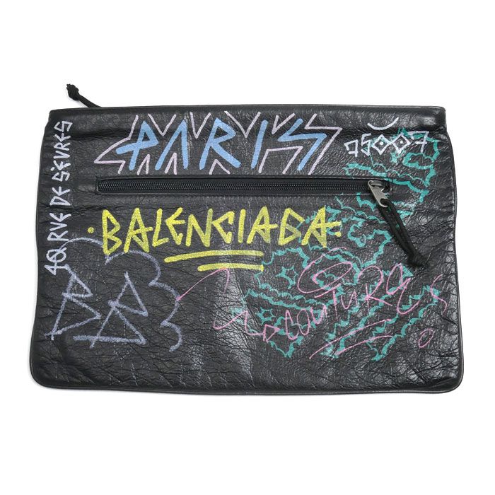 BALENCIAGA Balenciaga Graffiti Explorer Clutch Bag Black 535334 Mens Used