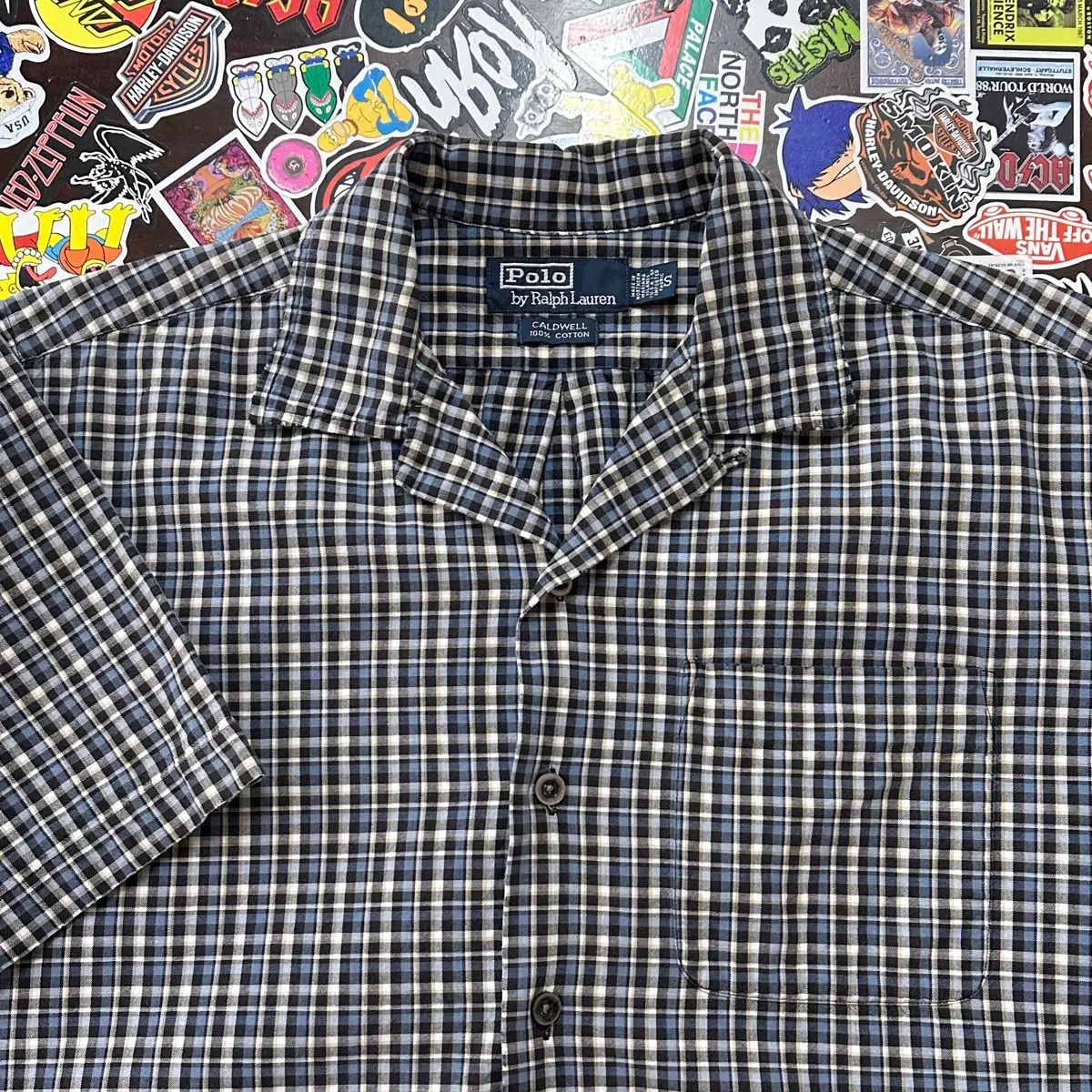 90s ポロラルフローレン カルドウェル CHECK 半袖 シャツ S