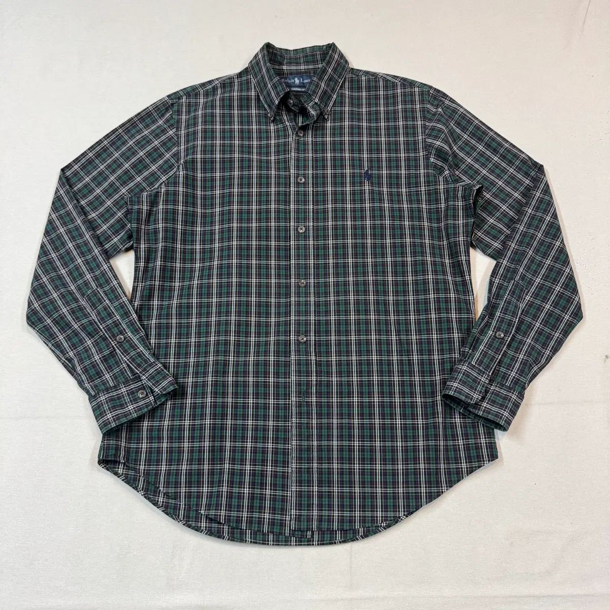 M) ポロ ラルフローレン クラシック グリーン CHECK シャツ