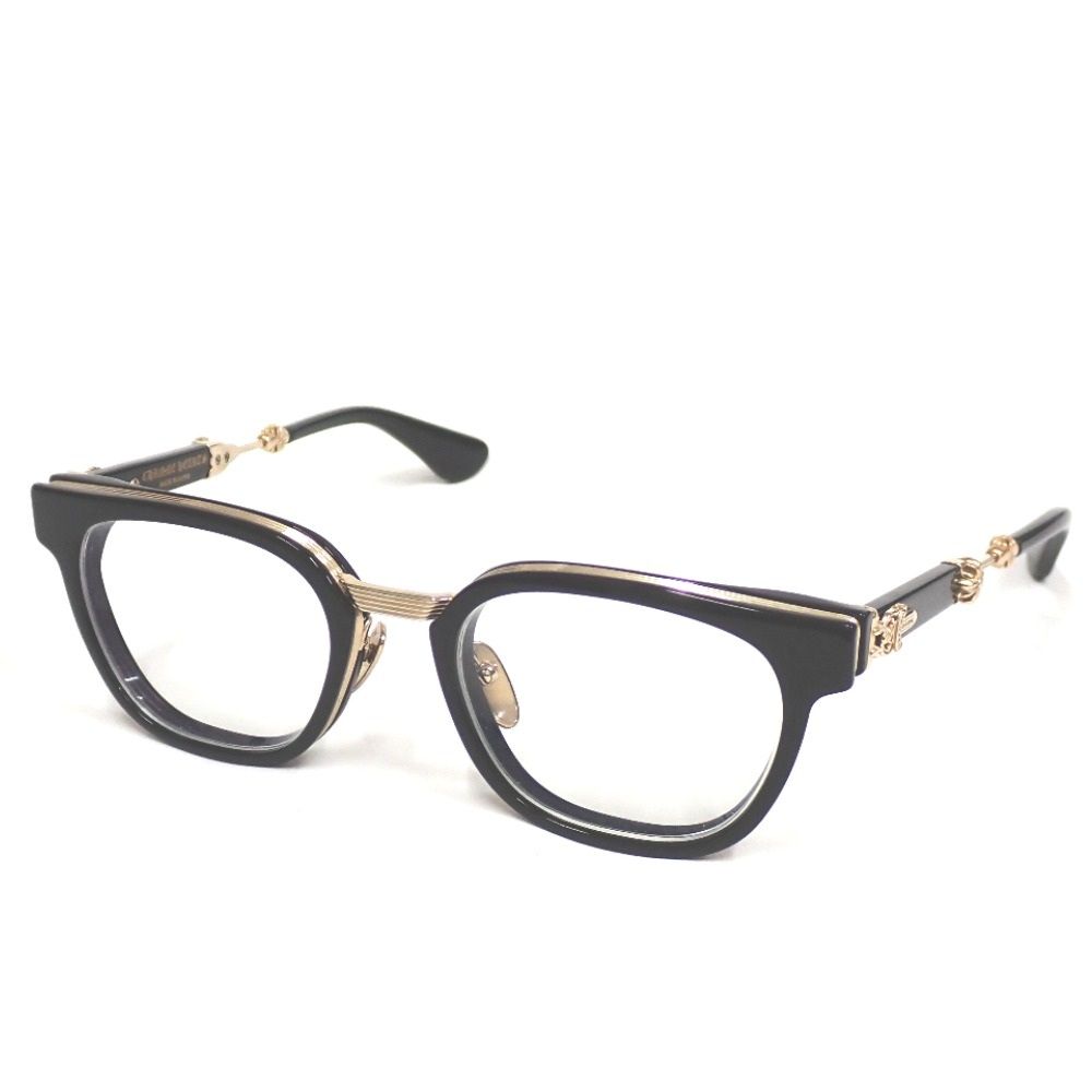 NA72001 クロムハーツ 眼鏡/メガネ ダックバター DUCK BUTTER 52□21-152 レンズ度入り ブラック系 メンズ CHROME HEARTS 中古