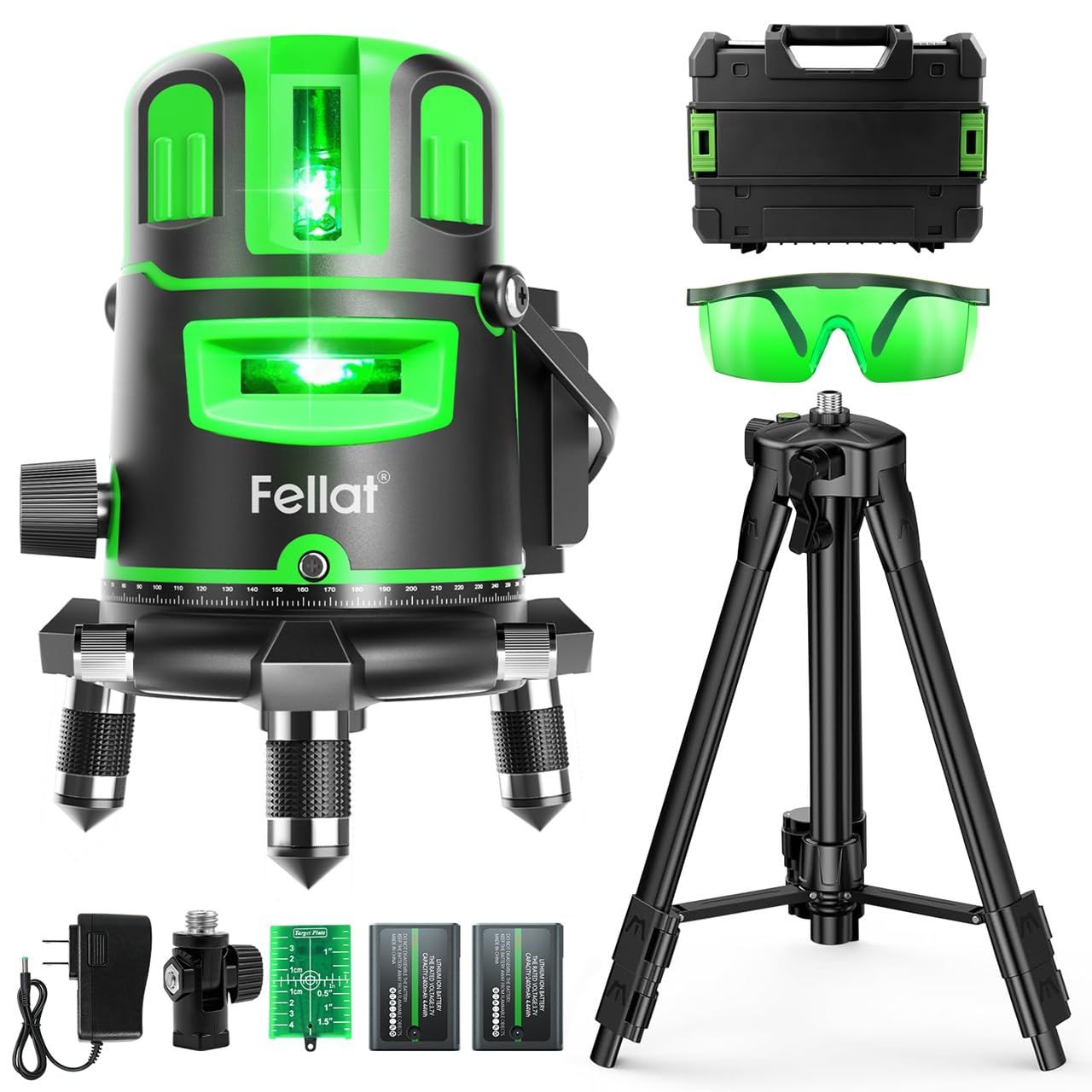 ★新品★レーザー墨出し器 5ライン グリーンレーザー 墨出しレーザー 高精度 自動水平補正 4方向大矩ライン照射 グリーンレーザー墨出し器 受光器対応 水平器レーザー 地墨ポイント 屋内外DIY/測量/建築 日本語説明書付き 8ec5c91d 9,910円
