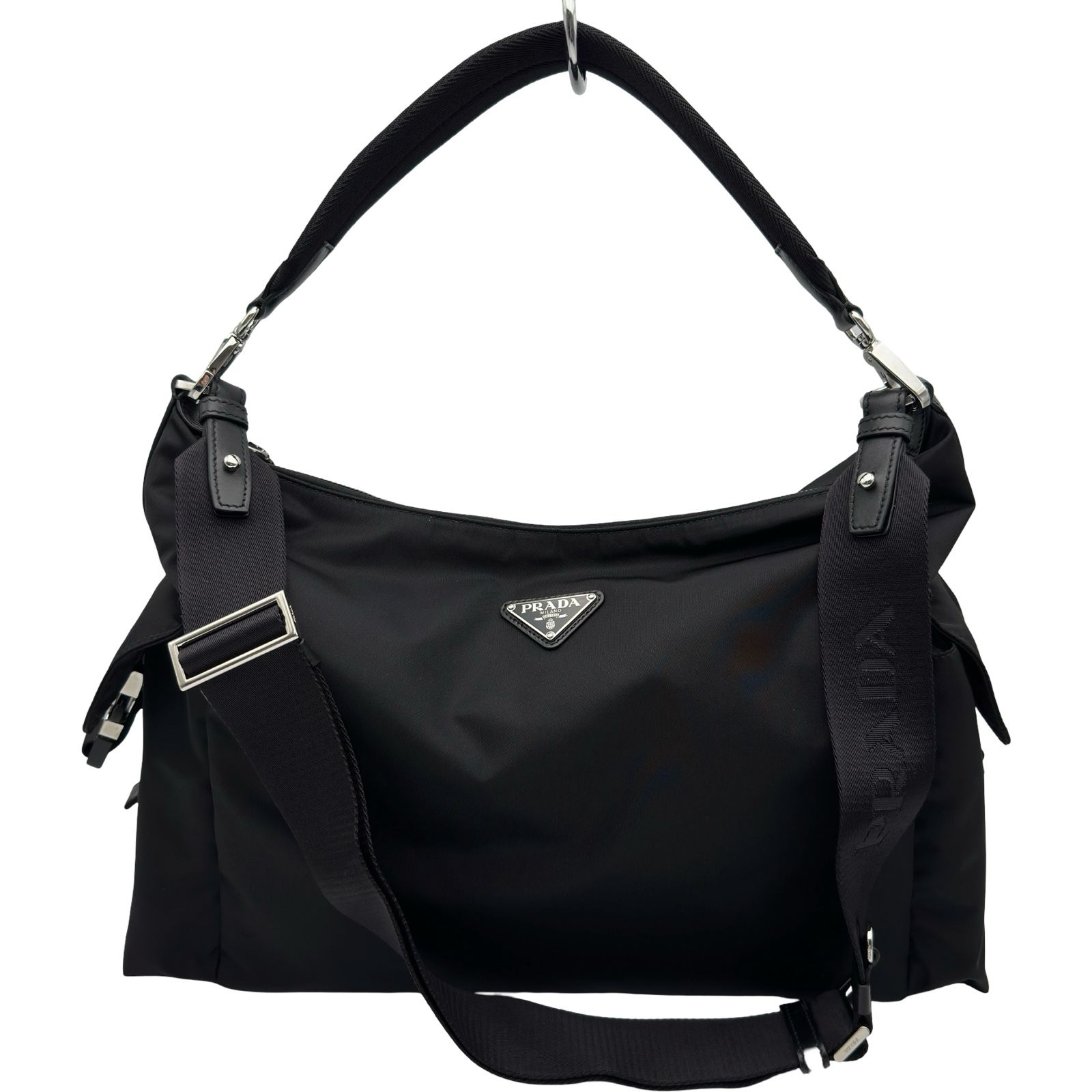プラダ PRADA エクスプローラRE-NYLONレザーバッグ 2VH204_2DW3_F0002_V_OOO ブラック シルバー金具 ナイロン メンズ ショルダーバッグ
