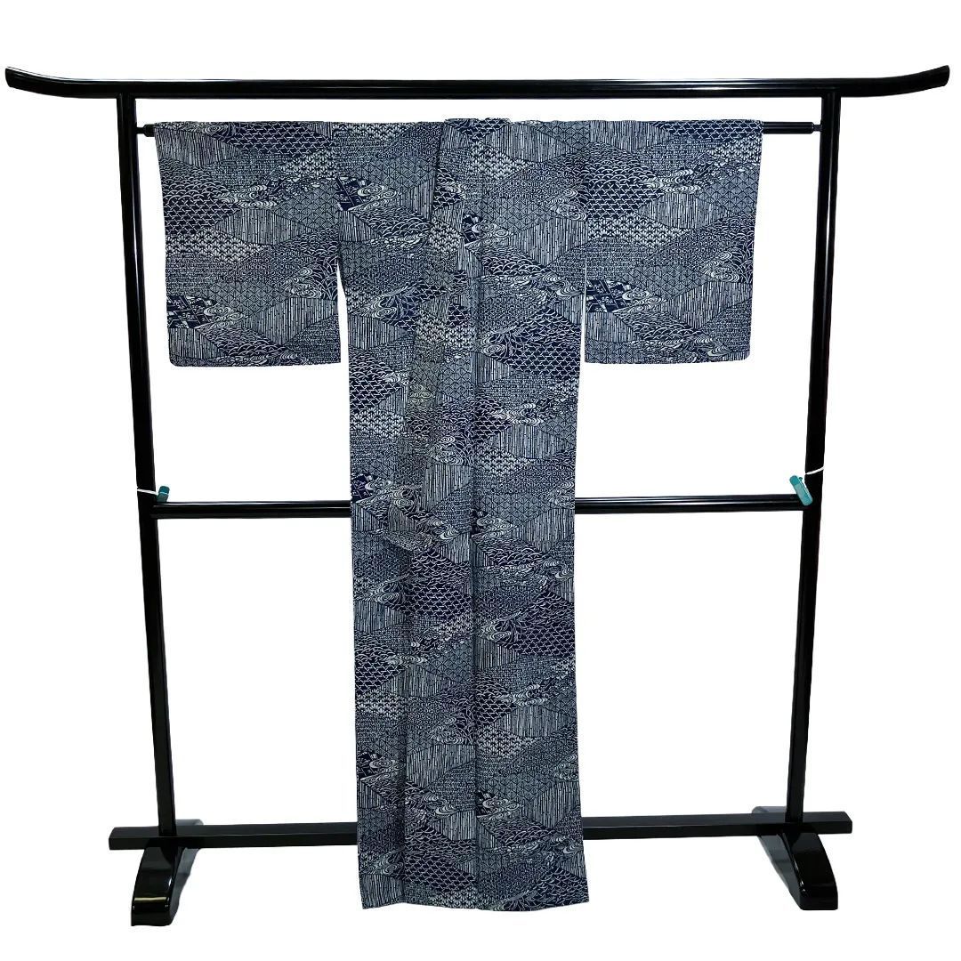 綿 絽（未使用品）初山一幸助作 長板正藍染め 残布有 無形文化財 浴衣