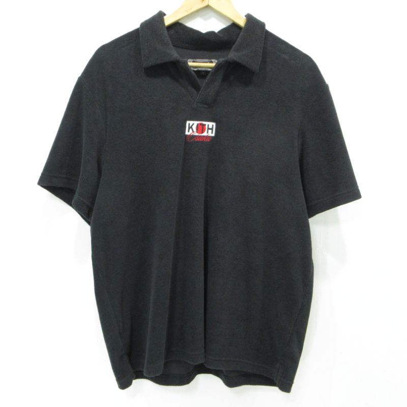 【三重本店】 中古 KITH | キース パイル地ポロシャツ osaka ブラック サイズ：L 【103】