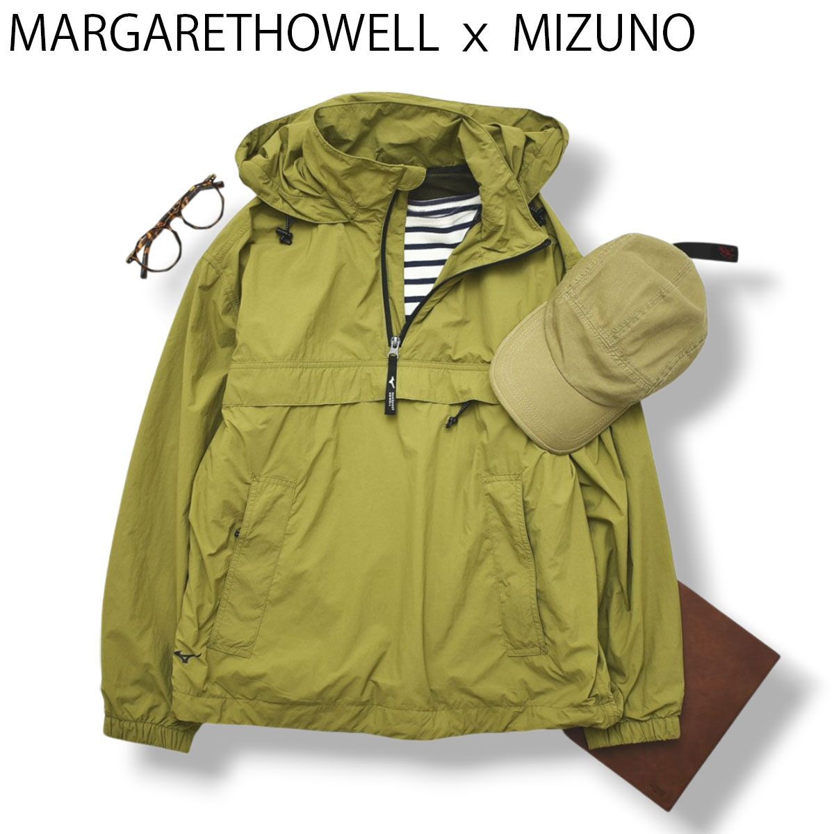 【定価53900円】 マーガレットハウエル x ミズノ MARGARETHOWELL ｘ MIZUNO タスランナイロンプルオーバー オリーブ スポーツミックス メンズ