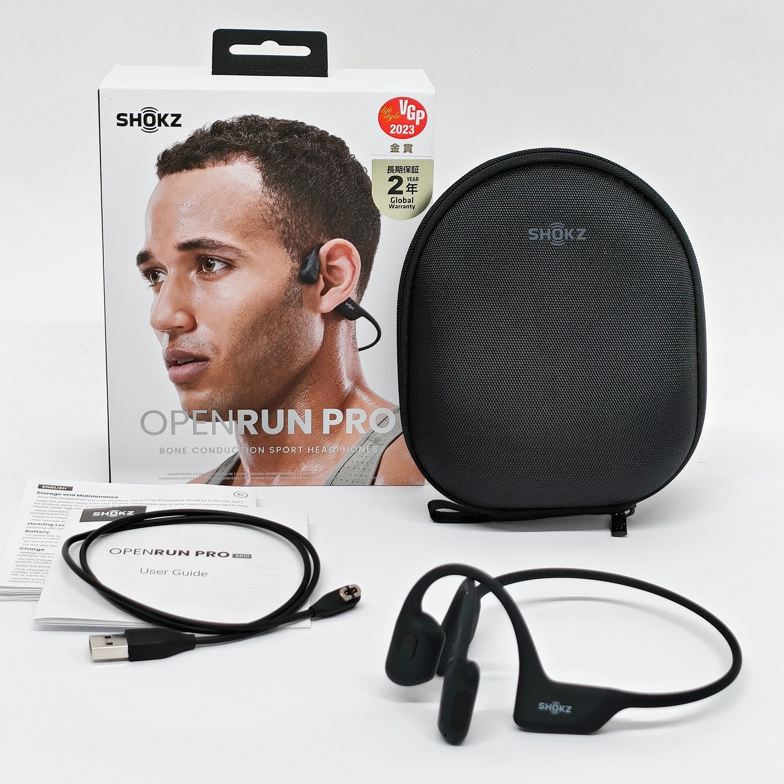 SHOKZ OPENRUN PRO 骨伝導 ヘッドホン Bluetooth 5.1 ハイエンドモデル ブラック 10時間連続再生 オープンラン プロ ショックス R2608-078