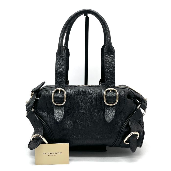 【中古】良品 BURBERRY バーバリー ロゴ レザー ハンド バッグ fY07303A